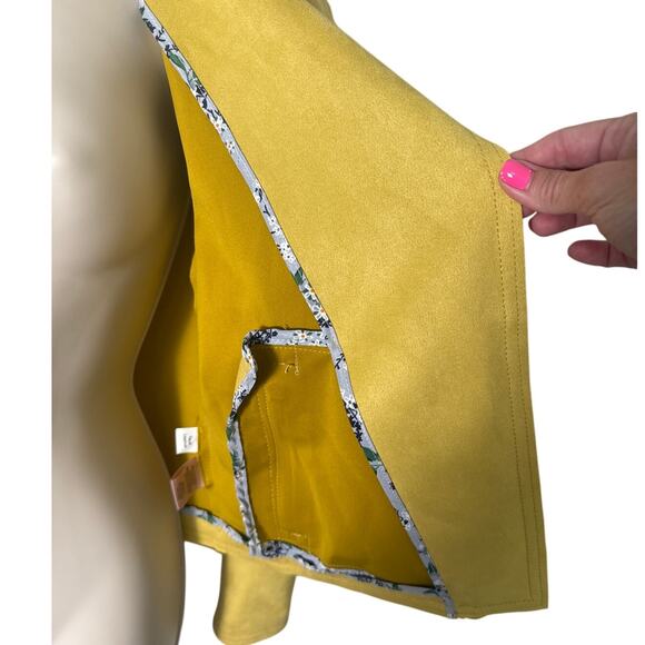 Philosophy Faux Suede Open Front Moto Style Jacket Yellow Size S - Picture 8 of 11